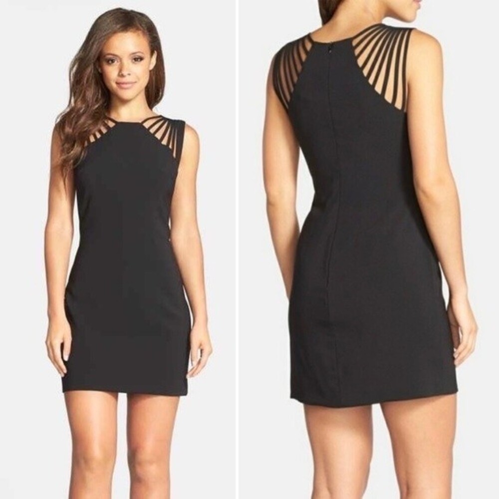 Dress The Population Black Strappy Shoulder Cora Dress Sz XS